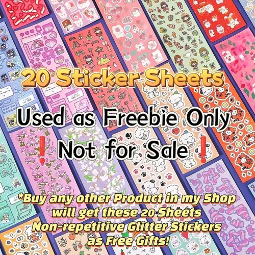 20 Sheets Non-duplicate Shiny Stickers as Your Freebie, Cute Kitty, Puppy, Flower Stickers