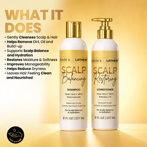 Scalp Balancing Shampoo & Conditioner Set | Balances Scalp Gently Removes Build Up For Scalp Balance & Hydration | Helps Remove Buildup & Impurities Softens & Detangles Hair Restores Moisture & Manageability 8oz