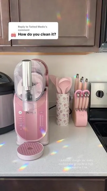 Replying to @Tatted Medic It’s actually so much easier than I expected!! And I use this daily 😂 #slushymachine #ninjaslushi #pinkninjaslushi #pinkkitchenappliances #pinkkitchen @Ninja Kitchen 