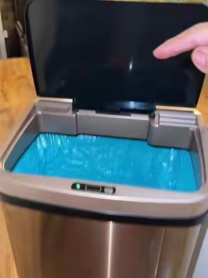 No pensé que un bote de basura pudiera verse tan bonito hasta que encontré este. Tiene sensor automático, así que ya no tienes que tocar la tapa con las manos sucias, y aparte se ve súper elegante en la cocina.#add #tiktokshopfinds #motionsensortrashcan #homedecor #cocinaorganizada 