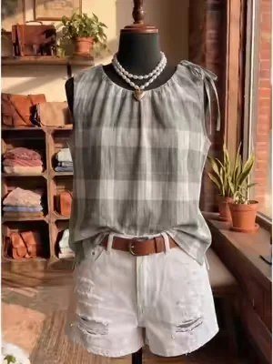 3 colors plaid sleeveless tanks!#DealsForYouDays #outfitinspo #OOTD #outfit #summer2026 