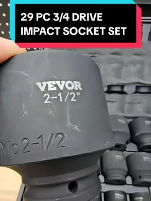 VEVOR 29 PC 3/4 DRIVE IMPACT SOCKET SET, 6 POINT, CRO-MO SOCKETS, FROM 3/4" - 2-1/2", IN A CASE. #socketset #impactsocket #tiktokshopcreatorpicks #summervibes #dealsforyoudays @VEVOR Store @CreatorCollab_Mabel @Haidee_Collab 