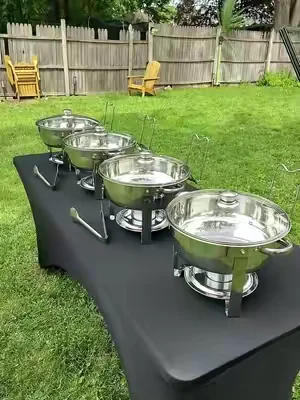 Chafing Dish Buffet Set,, 5 Qt 4 Pack,  Stainless Steel Chafer with 4 Full Size Pan, Round. Por Wedding Party Banquet #ChafingDish #DealsForYuoDays #FatherDayGift #Summerwins #tiktokshopcreatorspicks 