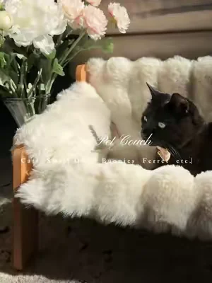 A pet bed that doesn't ruin your aesthetic ✨ Beautiful design, soft thick faux fur cushion, and sturdy enough for cats and small dogs! ✨ Measuring 27.2 inches in length, 18.6 inches in width and 11.8 inches in height. #catsoftiktok #catparent #petessentials #petlover #dealsforyoudays 