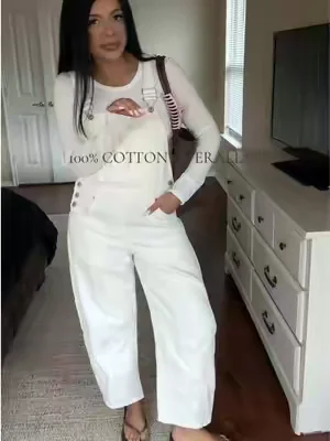SIZE: M. 100% cotton overalls I actually love on me!! The subtle barrel legged makes them so much cuter! I think these are perfect for summer and going into Fall!! Overalls Outfits. Cotton Overalls. Cotton TikTok Finds. #cotton #overalls #overallsoutfits #outfit #outfitideas 
