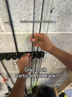 So much less space needed to store fishing rods and combos with this GripLock wall mounted fishing rod rack #fishinglife #storagerack #fishinggear #tiktokshopcreatorpicks #fishingtips @Beyond Braid 