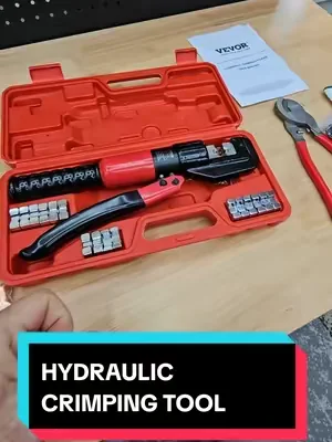 VEVOR HYDRAULIC CRIMPING TOOL WITH DYES, BATTERY CABLE ENDS AND CUTTERS, HEAT SHRINKING SLEEVES IN A CASE. #crimpingtool #hydrauliccrimpingtool #tiktokshopcreatorpicks #summervibes #dealsforyoudays @VEVOR Store @CreatorCollab_Mabel @Haidee_Collab 