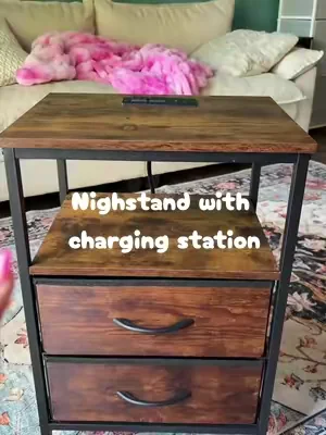 Nightstand with built in charging station ✨ #nightstand #furniture #dealsforyoudays #summerwins 