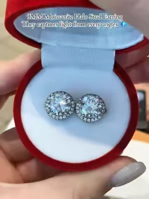 9MM Moissanite Halo Stud Earring.They captures light from every angles💎#summerwins #tiktokshopdealsforyoudays #dealsforyoudays #earrings #moissaniteearrings #2026 #delzzad #waterproofjewelry #jewelry #giftideas #viral #delzzadjewelry #nontarnishjewelry #beautiful #luxury #affordable #diamond #diamondtester #s925 #s925silver #silver #silverjewelry