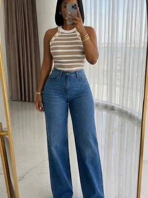 CHICME Women's Striped Halter Golden Button Decor Tank Causal Sleeveless Breathable Knit Top Casual Camisole#SummerOutfits #summerwins #OOTD #casualoutfits #tops