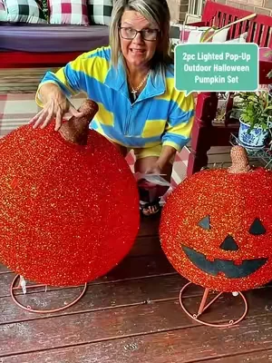 Best Choice Products 2pc Lighted Pop-Up Outdoor Halloween Pumpkin Set, Fall Holiday Decoration w/ 130 LED Lights, 8 Light Functions #DealsForYouDays #SummerWins #summervibes #falldecor #halloweendecor @Best Choice Products, Inc. 