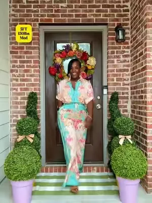 CHICME Women's Vintage Floral Print Turn-down Collar Roll Up Sleeve Button Front Overalls Casual Drawstring Stretchy Waist Wide Leg Vacation Jumpsuit/fashion new arrival. ##dealsforyoudays##summerwins##tiktokshopsummerturnup##tiktokswimweek##summervibes