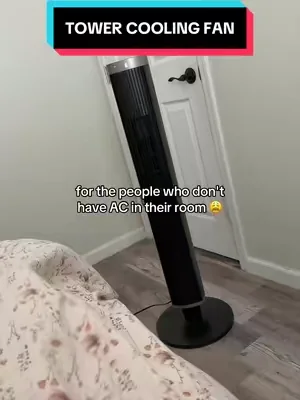 I honestly can’t sleep any other way 😴 #coolingfan #towerfan #sleephack #summerheat #tiktokshopcreatorpicks 