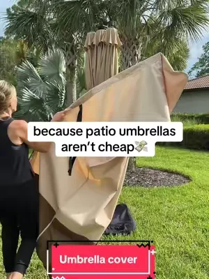 Keep your patio umbrella protected when it’s not in use ☀️🌧️ This patio umbrella cover helps shield against sun, rain, dirt, and dust so your umbrella stays looking newer, longer. Easy to slip on and remove, and sized to fit larger patio umbrellas too! #PatioUmbrellaCover #PatioSeason #umbrellacover #PatioDecor #patioumbrella 