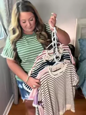 These ruffle sleeve tops are the cutest & come in so many great colors! I’m in the XXL! #shortsleeve #shortsleeves #shortsleeveshirt #ruffles #stripes 