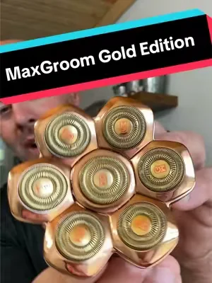 The MaxGroom 7D Gold edition features long battery life, titanium hypoallergenic blades! @Maxgroom.Life #headshaver #headshave #baldhead #dealsforyoudays #hypoallergenic 