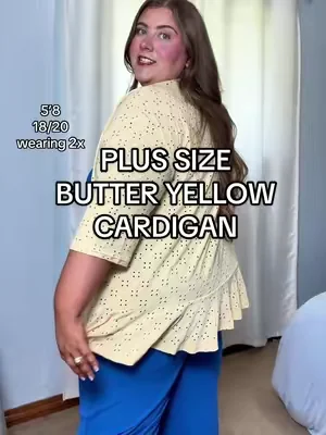 Made for the plus size girlies + I’m wearing this all summer long ☀️💛 #butteryellow #plussizefashion #plussizecardigan #summervibes #dealsforyoudays 