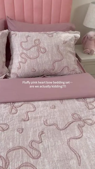 ✨ The cutest bedding set I've seen in a LONG time. 🎀💗Fluffy, dreamy, and covered in the sweetest pink heart bows... my inner pink girl is obsessed. ☁️💕 Every bedtime feels like a little fairytale. 🛒 Tap the cart before this one disappears! #DealsforYouDays #beddingset #comforterset #softbedding  #pinkaesthetic 