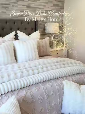 Seven Piece Boho Comforter Set@Melex Home #bedding #comforterset #bedset #comforter #tiktokshopcreatorpicks 
