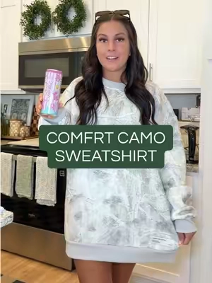 You can’t beat a @Comfrt sweatshirt and the camo prints are TOO CUTE 💚🤍 #camo #falldealsforyou #comfrtclothing #cozyoutfit #tiktokshopcreatorpicks 