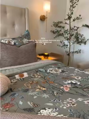 the 7-piece floral bedding set my cottage bedroom needed 🌿☁️🧺🤎 @Melex Home  #comforterset #cottagecoreaesthetic #beddingdecor #bedding #sheets 