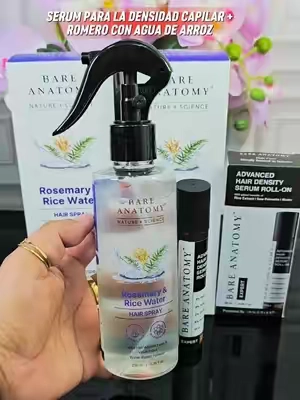 Romero y agua de arroz y Serum avanzado para la densidad capilar en roll-on de Bare Anatomy, Fortalece el cabello, reduce su caída, aporta volumen, densidad al cabello #rosemary #rosemaryricewater #tratamientocapilar #tiktokshopblackfriday #TikTokshopbacktoschool 