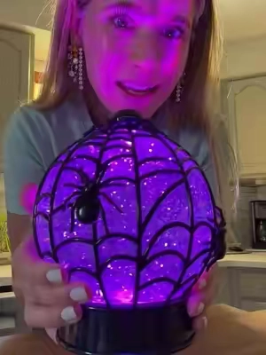 7" Illuminated Halloween Glitter Sphere by Valerie. Which will you pick Spiders or Ghosts?! 💜🕷️👻 #halloween #glamdecor #glittersphere #halloweendecor @QVC, Inc #QVCLoyaltyProgram
